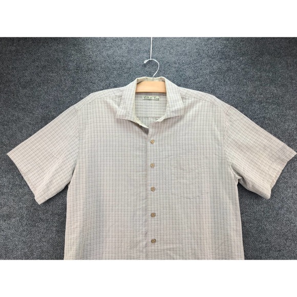 Mens Batik Bay Short Sleeve Button Up Shirt Size L Gray 24W 30L - Picture 6 of 11